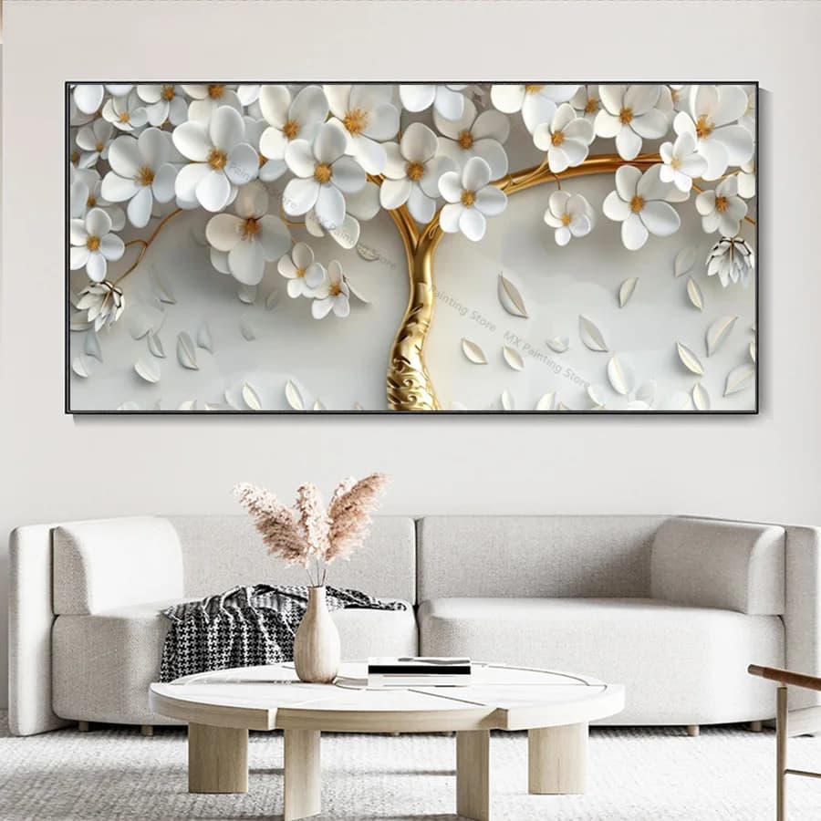 Abstract Art Flowers Tree Paintings on canvas, Modern wall decoration image, Printed poster, Living room, Home, Bedroom furniture, Gift, Frameless
