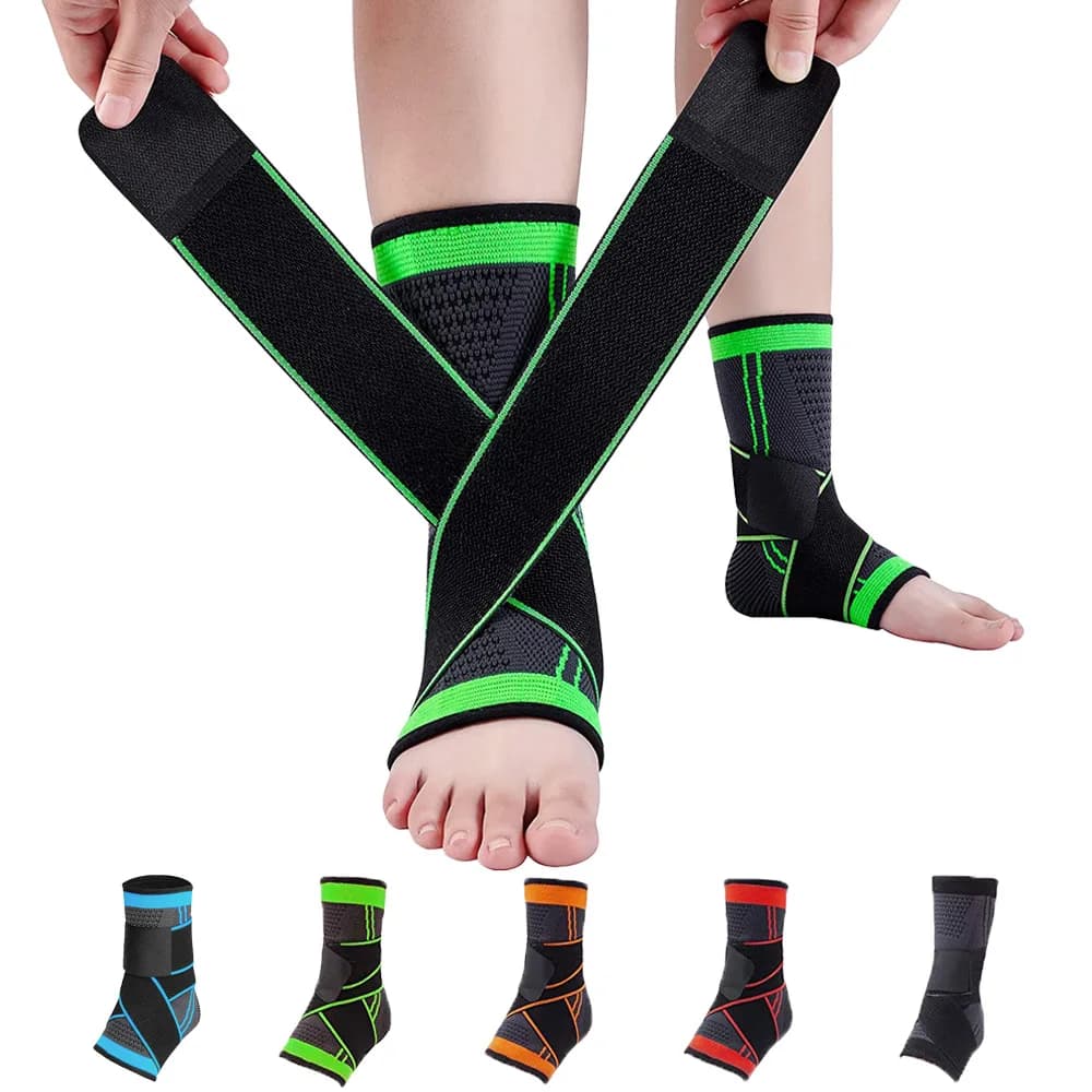 Protezione per tutore per caviglia a compressione regolabile per supporto per caviglia per corsa, calcio, basket, cinturino per caviglia in nylon lavorato a maglia per palestra