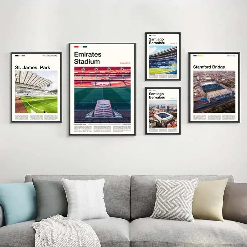World Famous Football Stadium Camp Nou Bernabeu Etihad Stadium Old Trafford Stadium Poster Canvas Paintings Wall Art Home Dec