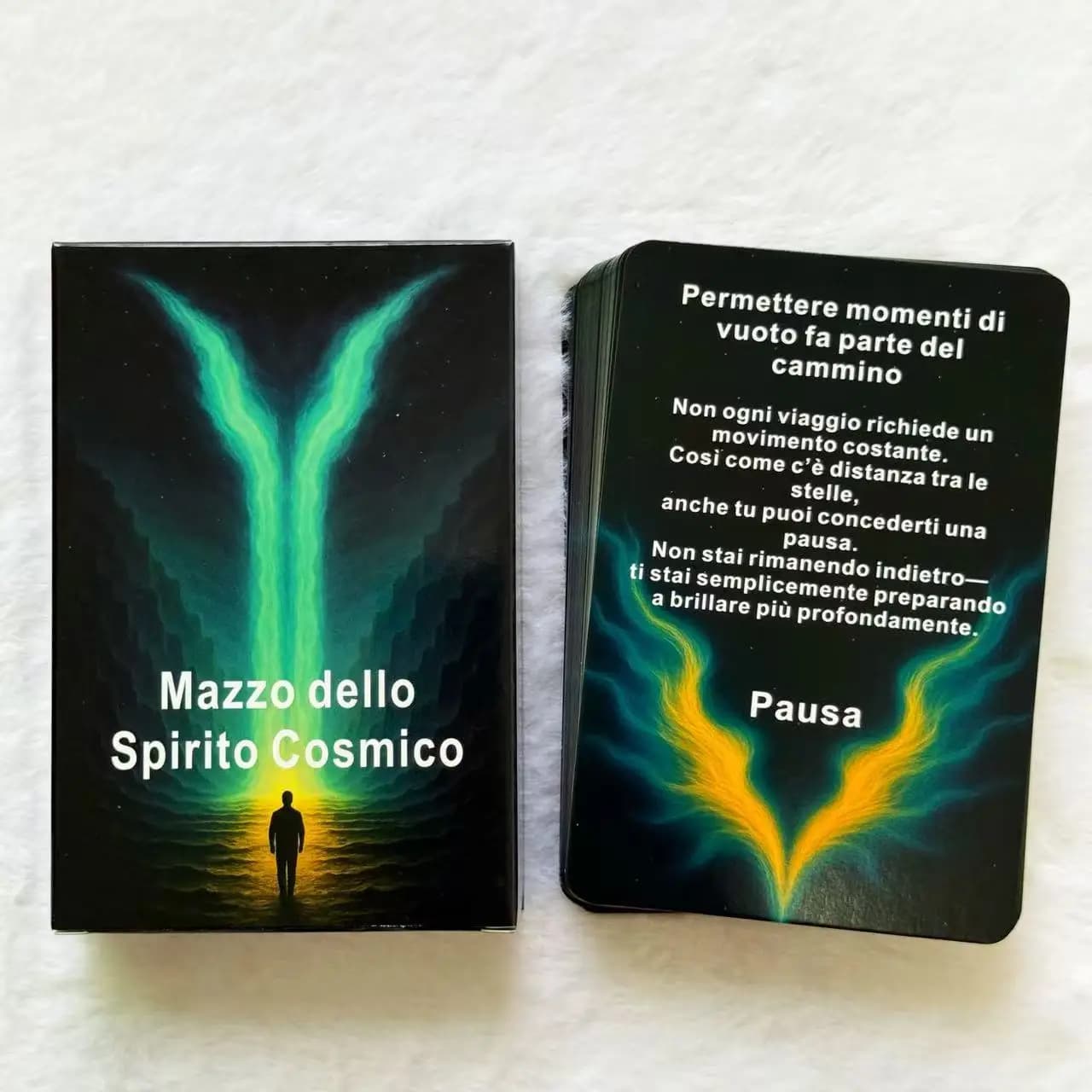 Mazzo di oracoli italiani, biglietti per messaggi per riflessione e chiarezza interna, mazzo di oracolo di spirito cosmico, 12x8 cm/4,72x3,15 pollici, 48 carte