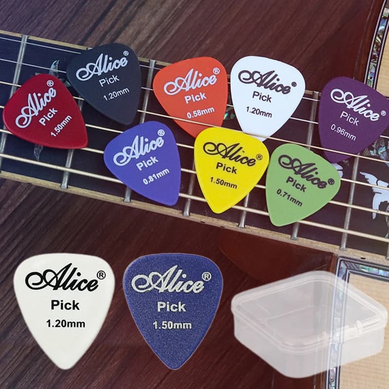 10 plettri per chitarra con scatola, in ABS opaco premium antiscivolo, assortiti / Scatola per plettri / per chitarra acustica/elettrica/basso/ukulele TMZ