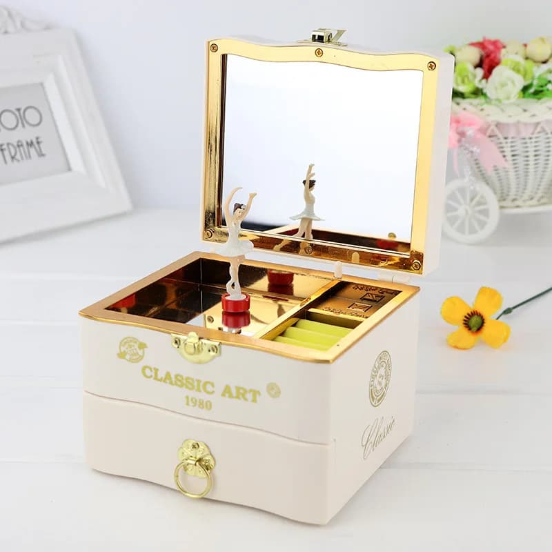 Classic Rotating Dancer Ballerina Piano Music Box Jewelry Box Hand Crank Music Mechanism Birthday Christmas Gifts Jewelry Case