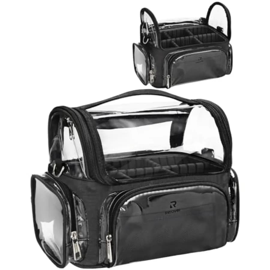 Transparent Makeup Brush Bag, Professional Brush Door, Travel Case for Makeup Machines, Waterproof Cosmetic Organizer with Full Opening