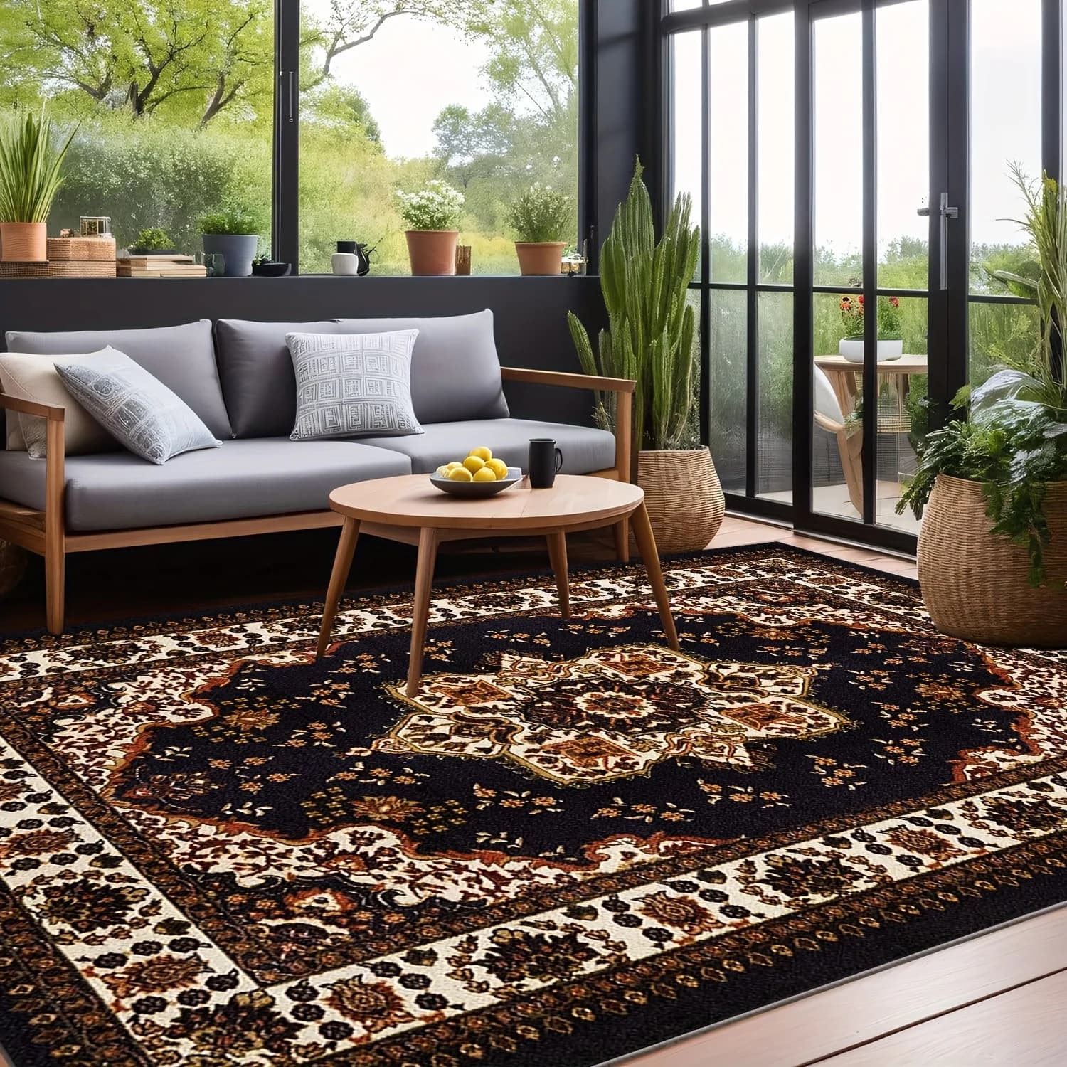 VIKAMA Luxury Velvet Area Mat/Bohemian Persian Carpet Home Decor Living Room Large Area Rug Floor Mat Camping Mat Bedside Rugs