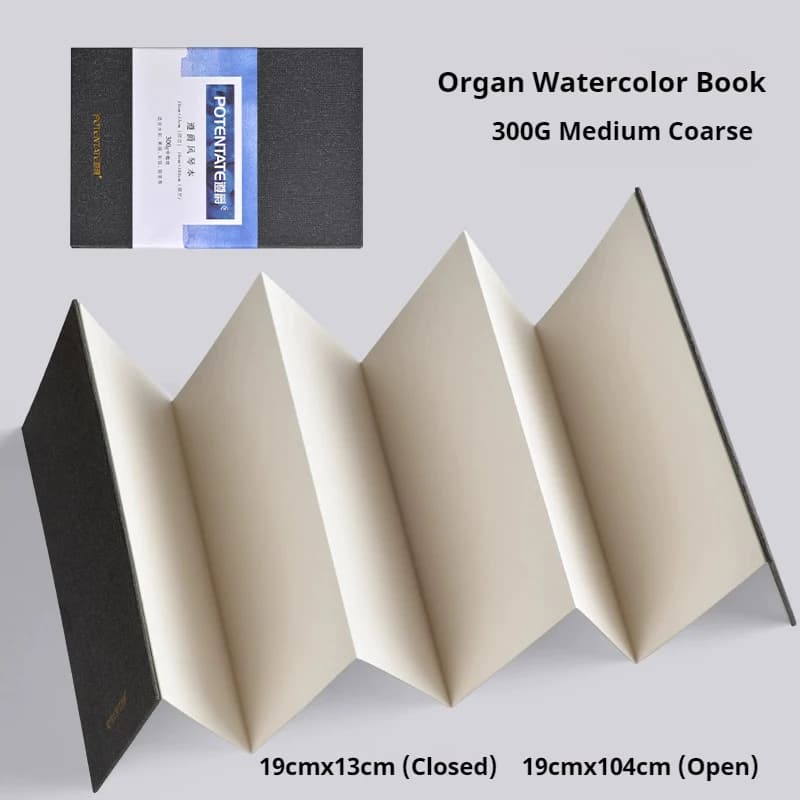 POTENTATE 300Gsm Watercolor Folded Drawing Pad Organ Sketch Book Notebook Cold Press Paper for Designer Drawing Artist Student
