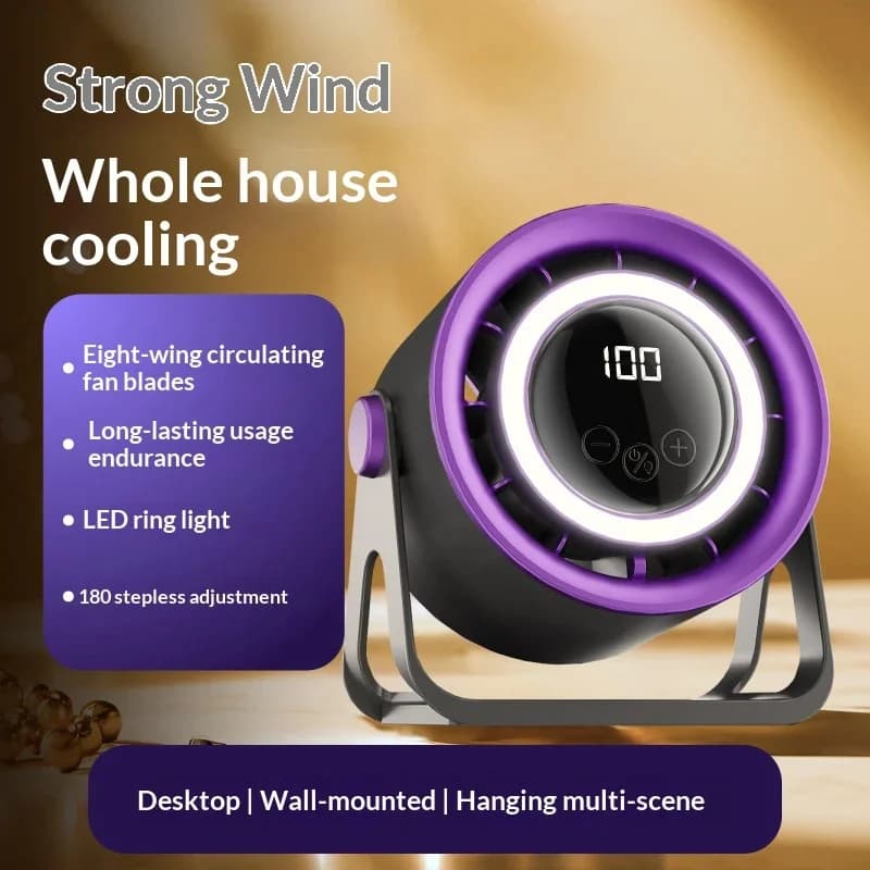 2026 New Circular Fan For Home USB plug-in Quiet Desktop Turbo Mini Fan Wall-Mounted Desktop Electric Fan Smart Electric Fan