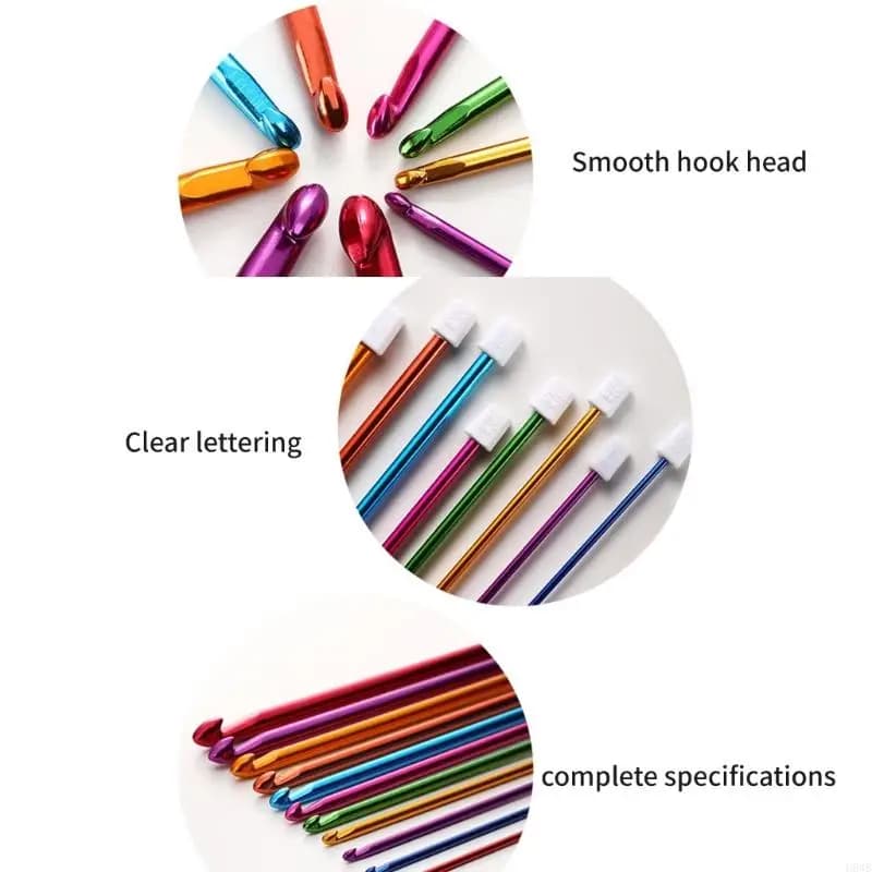 H8WB 11Pcs Professional Tunisian Crochet Hook 27cm Aluminum Afghan Knitting Needle