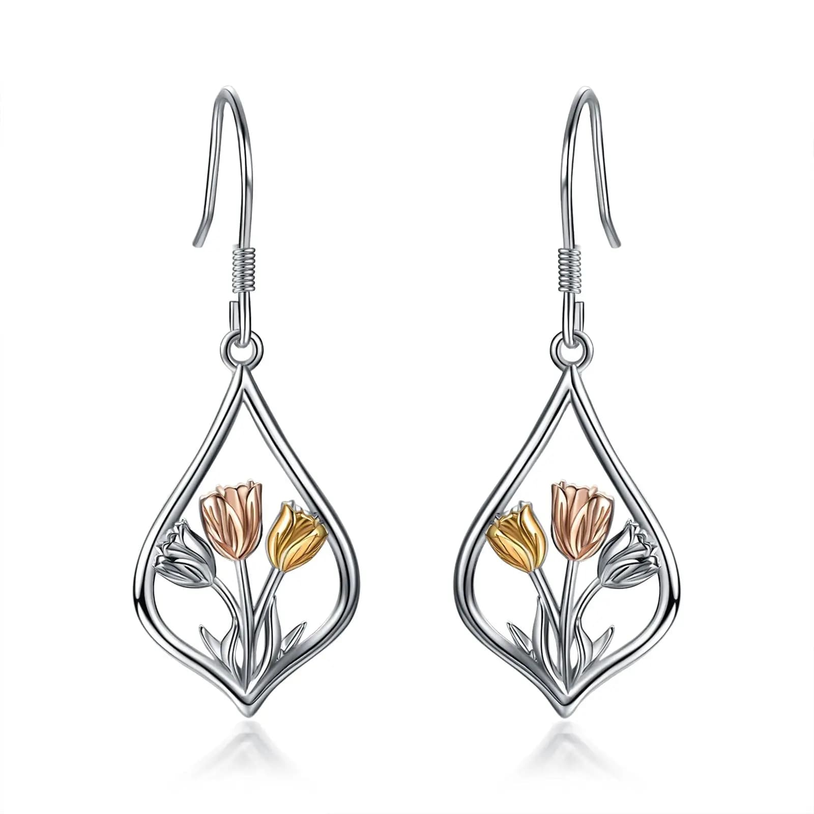 Orecchini pendenti floreali per donna, a forma di goccia, design a tulipano, idea regalo