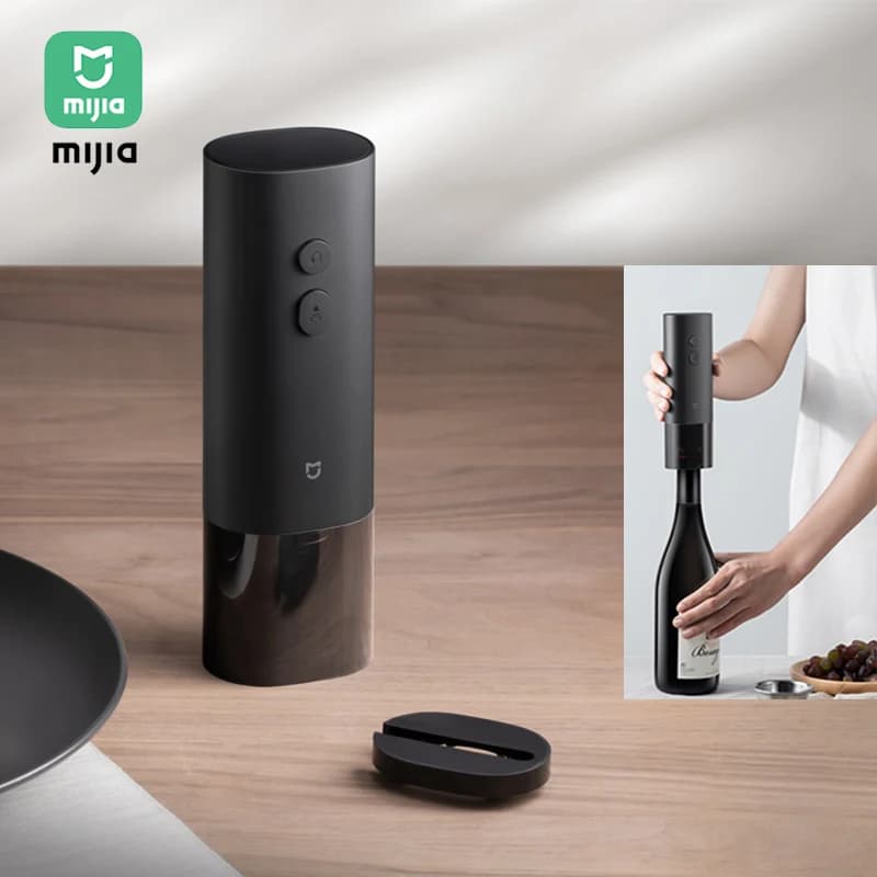 Mijia Electric Bottle Opener - Automatic corkscrew with Red Wine Bottle Cutter, One-Touch Function, AAA Batteries Powered
