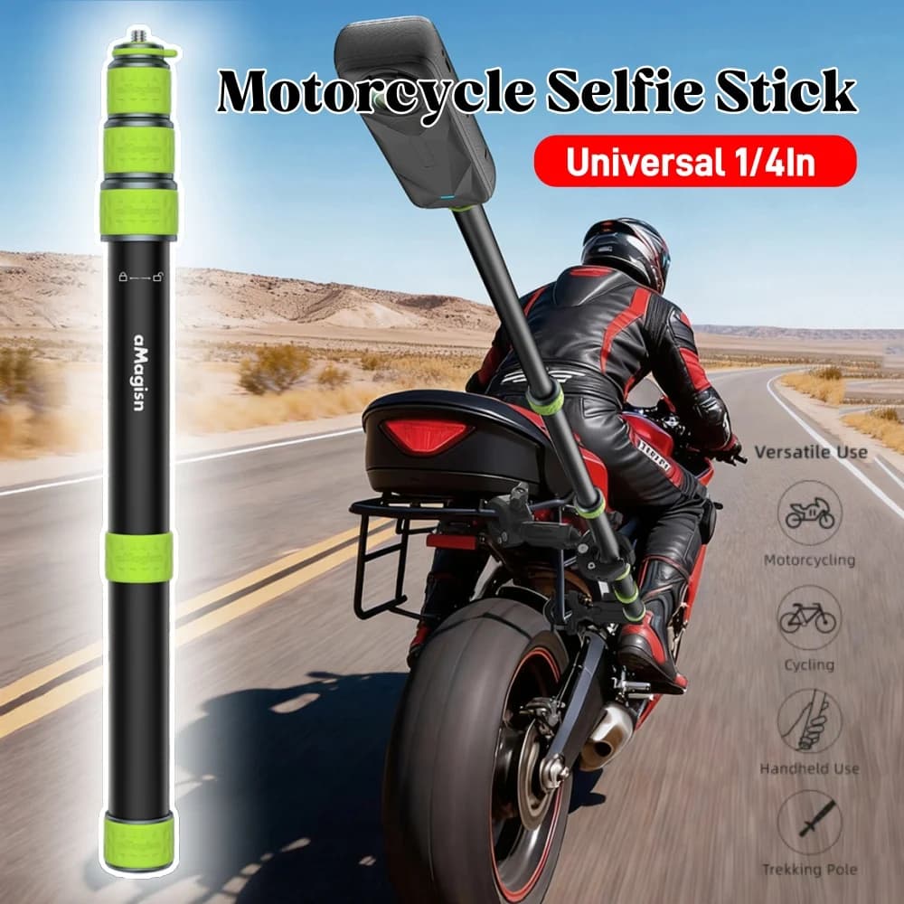 1/2 Pezzi Bastone Telescopico in Lega di Alluminio Multiuso per Selfie e Moto, Kit di Montaggio per Insta360/GoPro/DJI/SJCAM/Akas