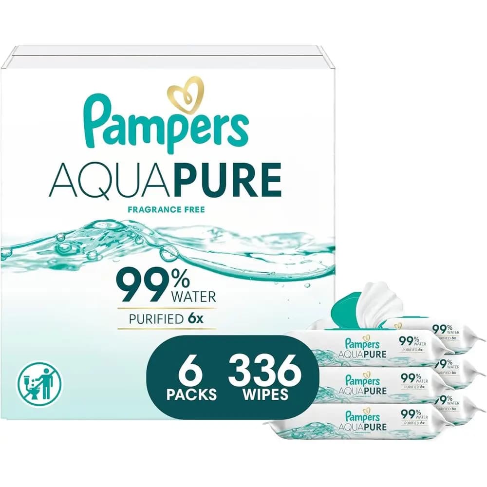 Salviette Idratanti per Neonati, 99% Acqua, Senza Profumo, 336 Pezzi Totali (6 Confezioni Richiudibili)