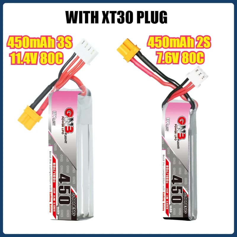 450mAh 80C 2S 7.6V/3S 11.4V with XT30 Plug LiPo Battery for Beta85X Model Drone FPV Balanced Charging Lithium Battery HV