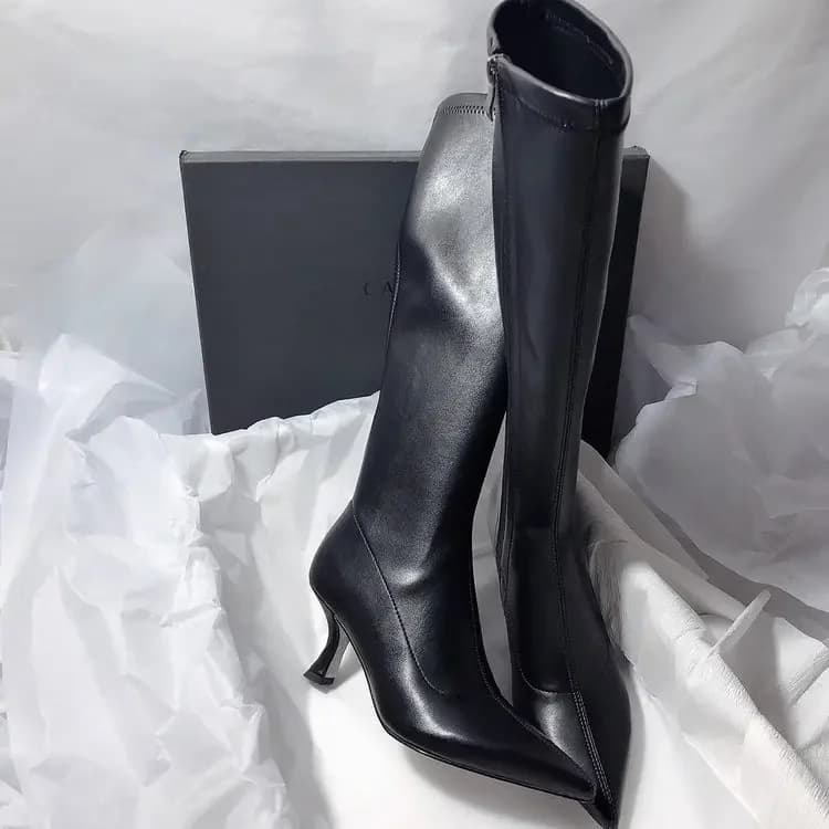 Designer Pointe Toe Woman Elasticized Knee Boots Fashion High Heels Shoes Long Botas De Mujer 2025
