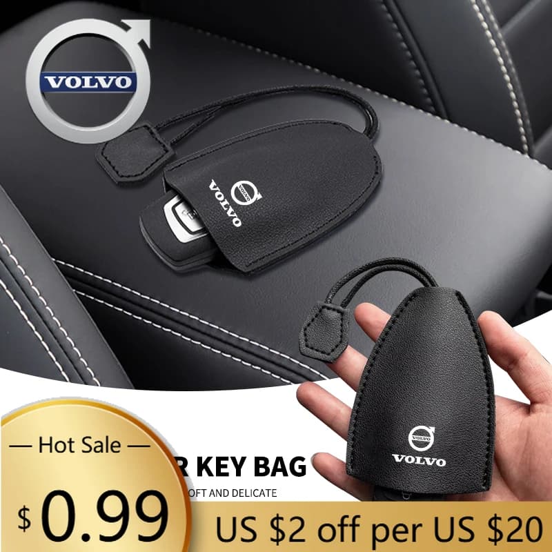 Coprimozzo con coulisse in morbida pelle borsa chiave per auto portachiavi organizzatore per Volvo XC90 XC60 C30 T6 C70 XC40 XC70 V70 V50 S80 S40 Acces