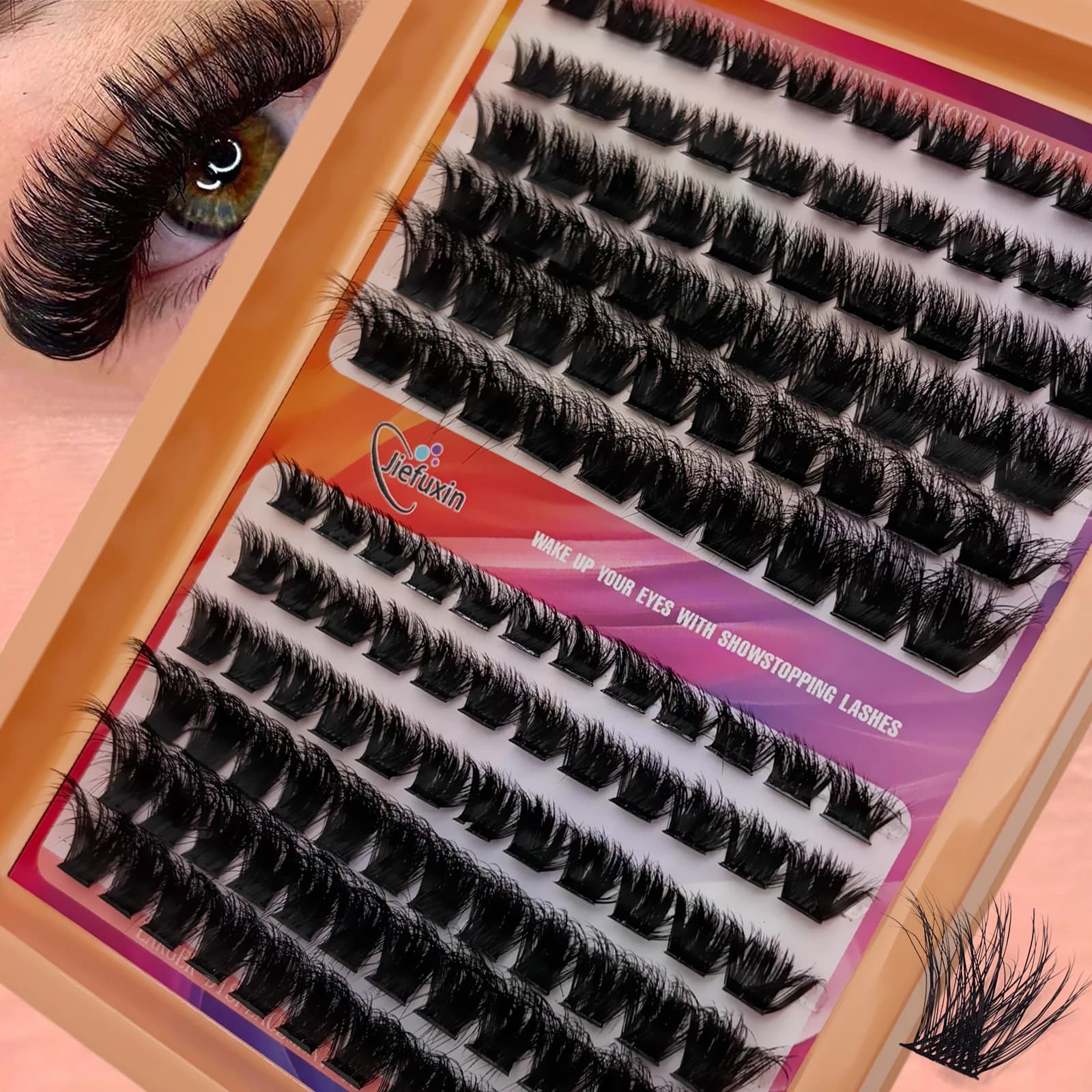 Nuovi Ciglia a Ciuffetti 5D Fai-da-te a 12 File, Ciglia Finte Voluminose 60D-200D, Ciglia Individuali Effetto Wispy, Extension Ciglia a Ciuffetti 8-18mm