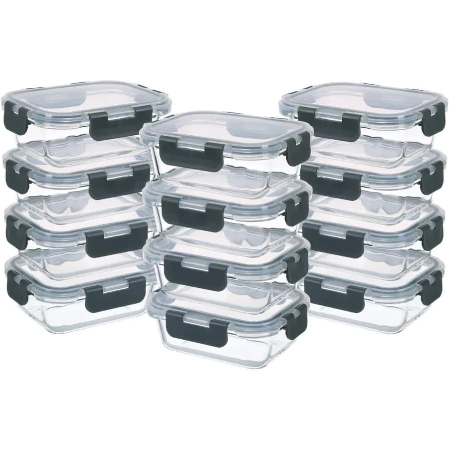 Contenitori per alimenti piccoli in vetro da 24 pezzi con coperchi Contenitori ermetici per la preparazione dei pasti da 1,5 tazze Set per l'organizzazione della cucina Micro