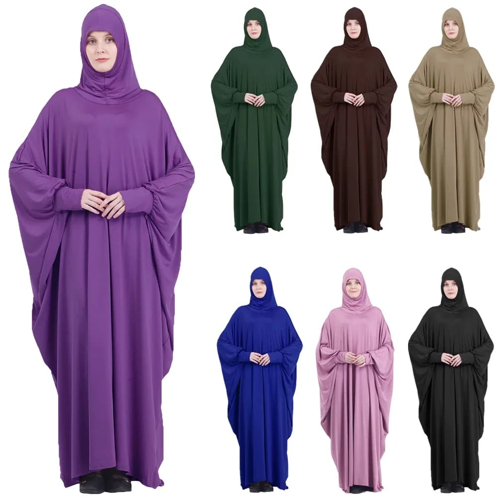 Ramadan Eid Hooded Muslim Women One Piece Amira Prayer Garment Hijab Dress Turkey Kaftan Robe Maxi Gown Clothing Worship Service