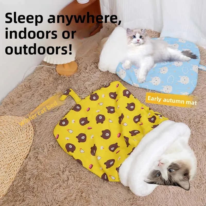 Hot tunnel for dogs, winter insulation, closed cot for pets, kitten mat, mat, sleeping bag, bed