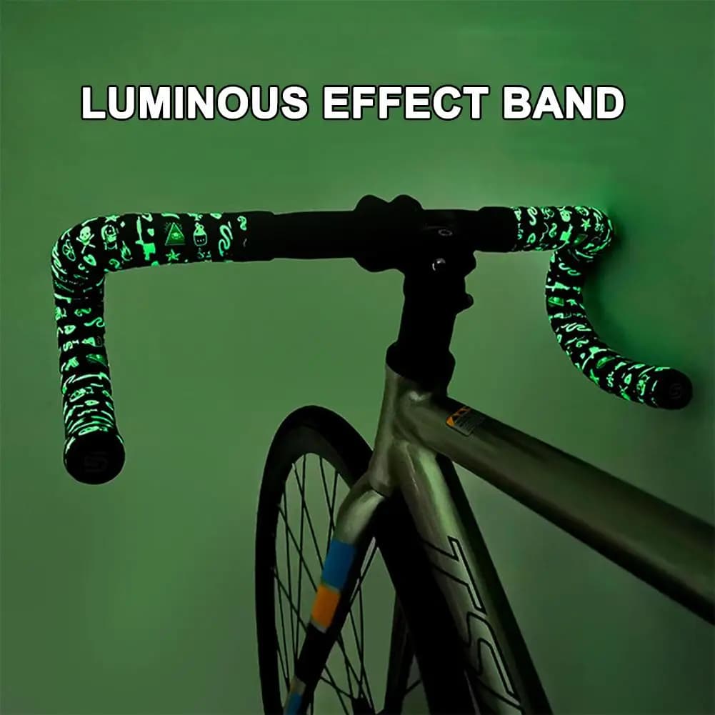 Nastro per Manubrio Bicicletta Fluorescente, Copertura per Manubrio Bici da Strada in PU EVA con Assorbimento degli Urti e Effetto Luminoso