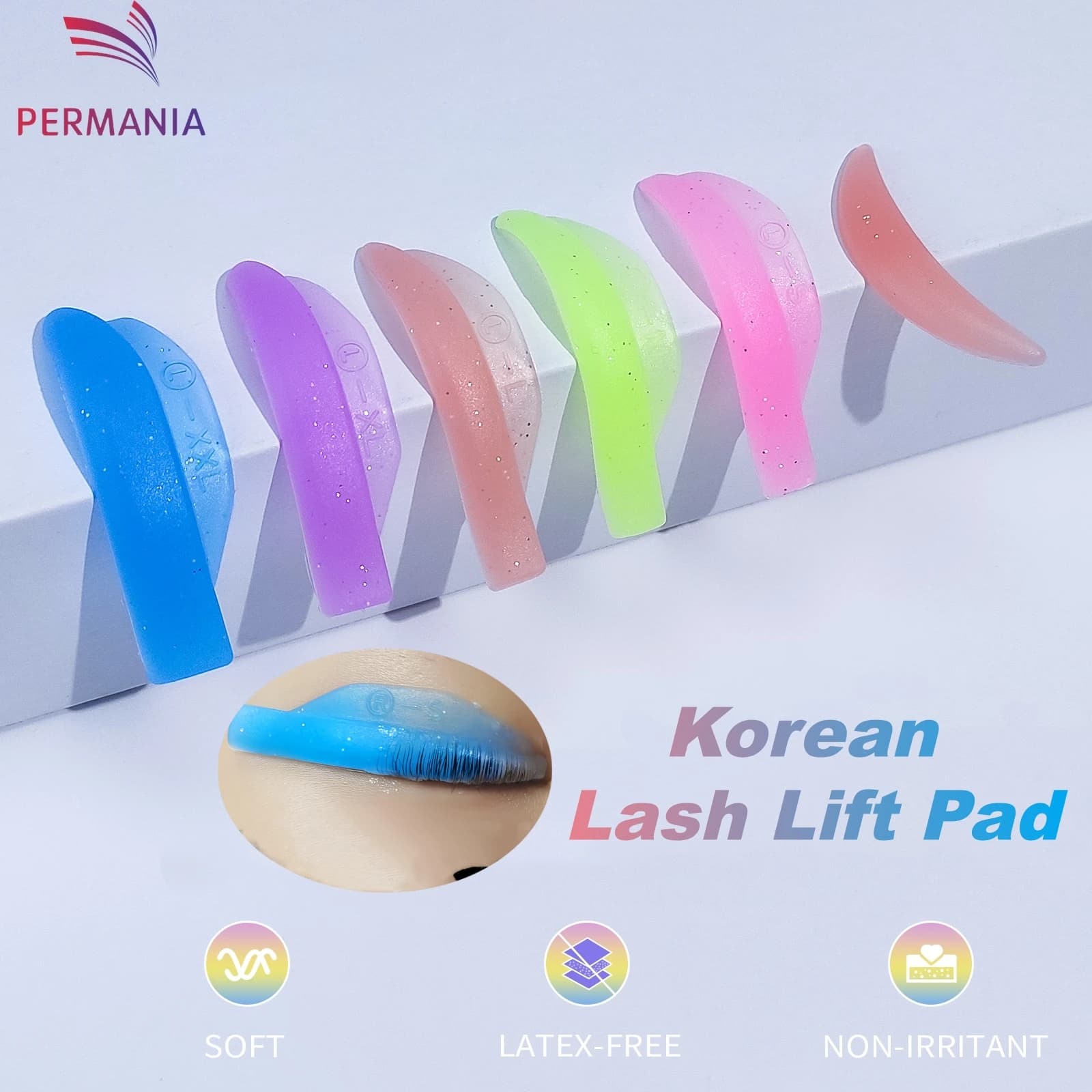 Permania Reusable Eyelash Silicone Lifting Pad Lamination Eyelashes 3D Rods Fins Extension Bigodino Pad Makeup Tools