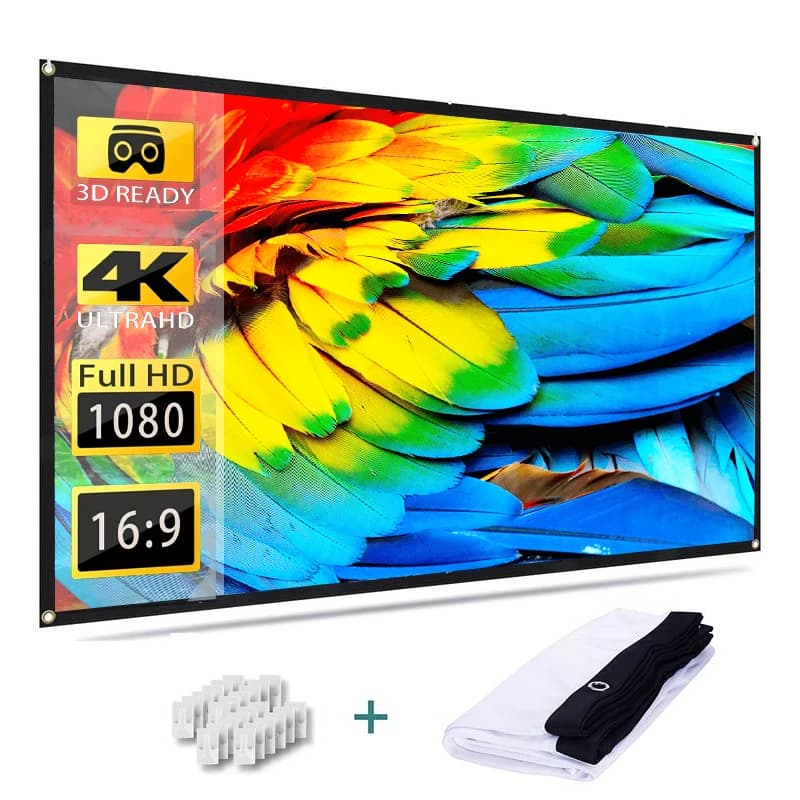 Schermo di Proiezione Portatile 4K Anti-Luce, Telo Riflettente in Metallo ad Alta Luminosità 16:9
