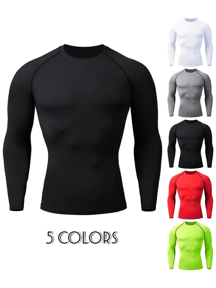 Magliette a Compressione da Uomo, Rashguard ad Asciugatura Rapida, Maglie per Palestra e Fitness, Top Sportivi per Primavera, Spiaggia, Surf, Corsa e Allenamento