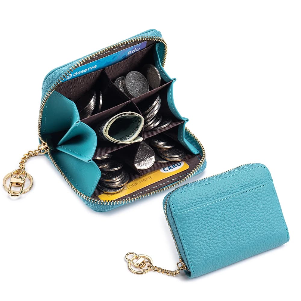 2025 Nuovo portamonete in vera pelle con cerniera Mini portafogli Porta carte di credito RFID portatile Portamonete corto da donna realizzato in pelle bovina