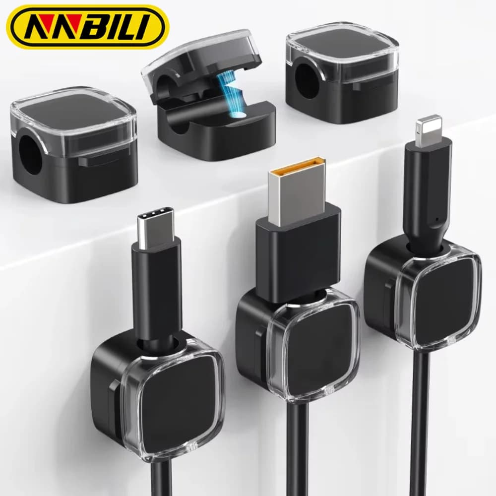 NNBILI 2025 Nuovo 6 pz Macron Colorato Clip Magnetica Cavo Liscio Acrilico Universale Avvolgicavo Sotto La Scrivania Gestione Filo Keeper