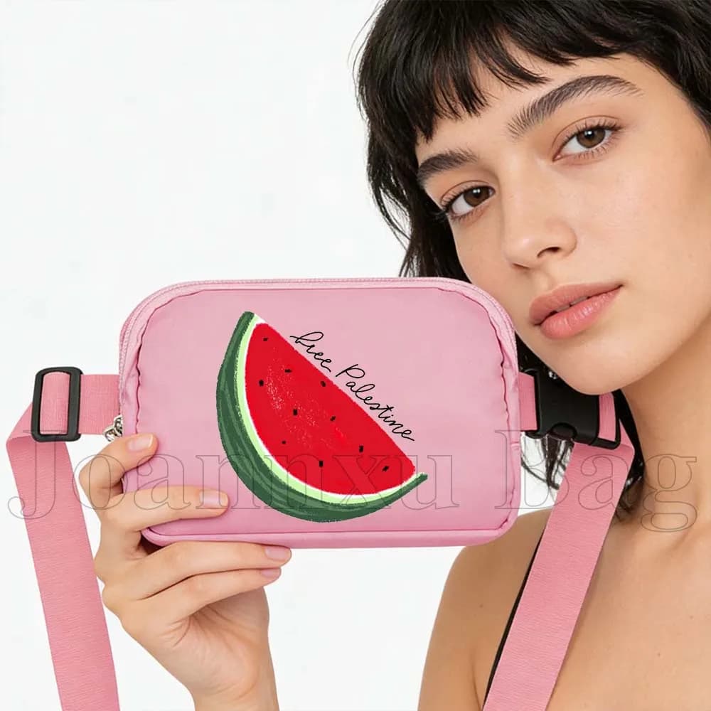 Sporty Waist Bag with Watermelon Printing, Waterproof, for Running, Cycling, Cellular Door, Women's Shoulder Bag