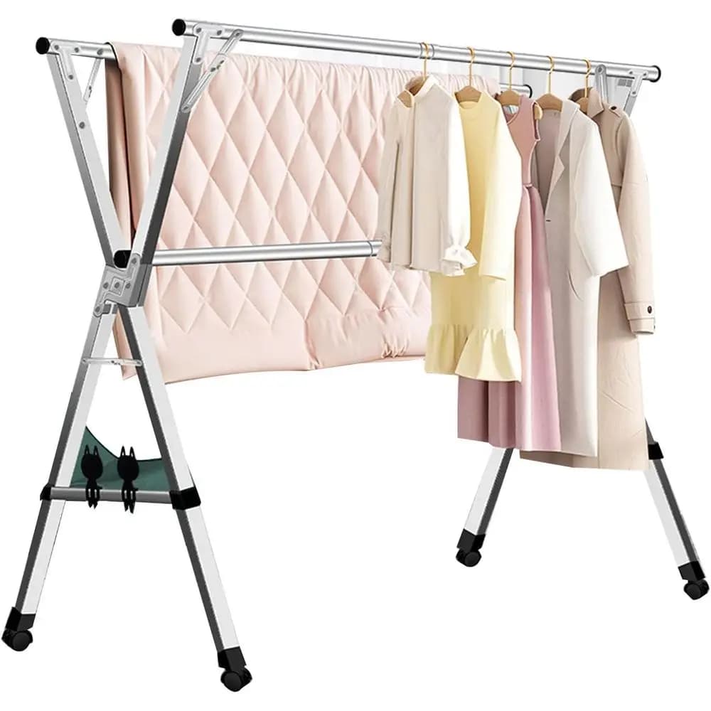 2-level stainless steel portable stretcher, interior/external clothes hangers for heavy loads, 200 cm
