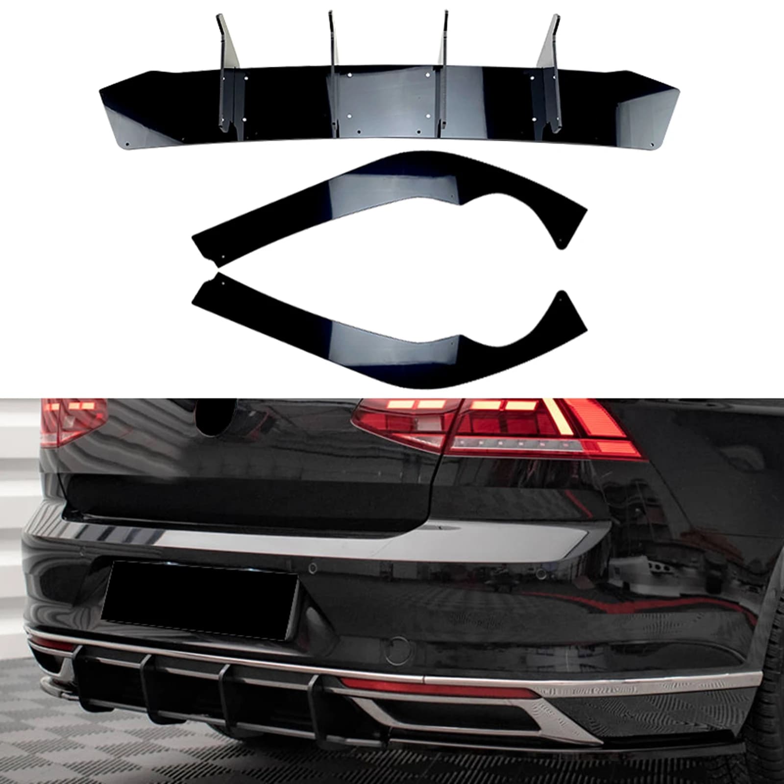 Paraurti posteriore Diffusore Splitter Labbro Nero Coda Boot Staffa Spoiler Guard Canard Body Kit Per Volkswagen VW Passat B8.5 2019-2022