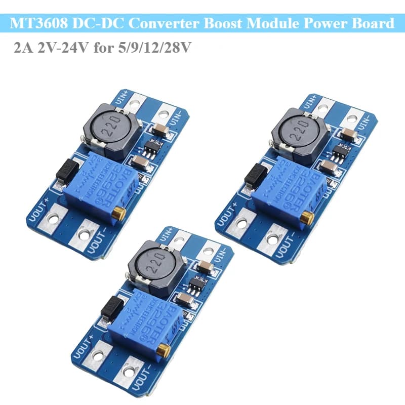 3 pcs MT3608 Module Converter DC-DC Module Boost Power Card 2A 2 V-24 V for 5/9/12/28 V Arduino Update Modify FAI Expands FROM TE