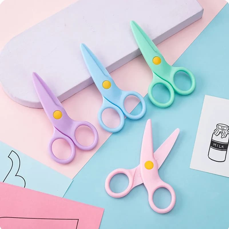 Preschool Kindergarten Safety Scissors Set: Child-Protective & Craft Scissors, 2-Piece Set