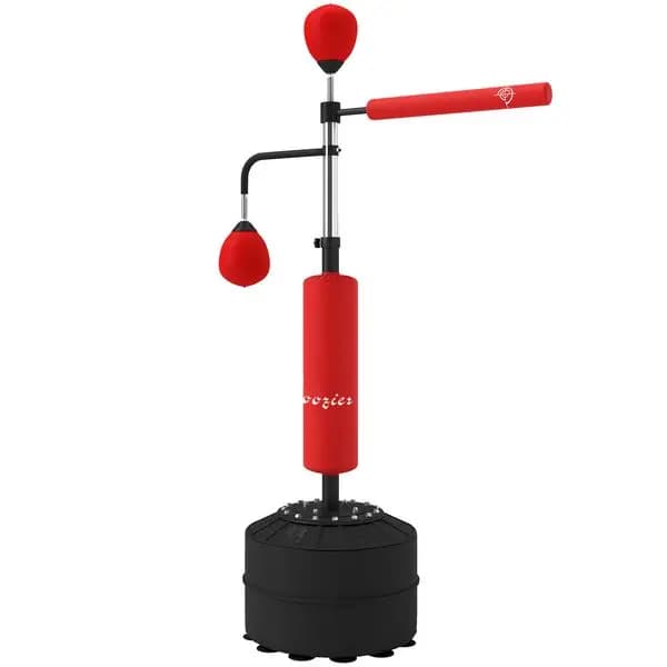 Soozier 4 in 1 box bag holder with Speedballs, 360 ° Bar, PU bag, adjustable height - red