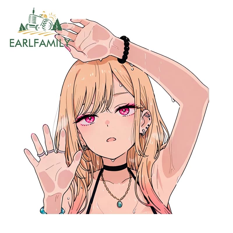 EARLFAMILY Attractive Marin Kitagawa Beautiful Car Stickers Cool Personal Solar Protection Decalcomanie Occlusion Scratch Nice Car Merci