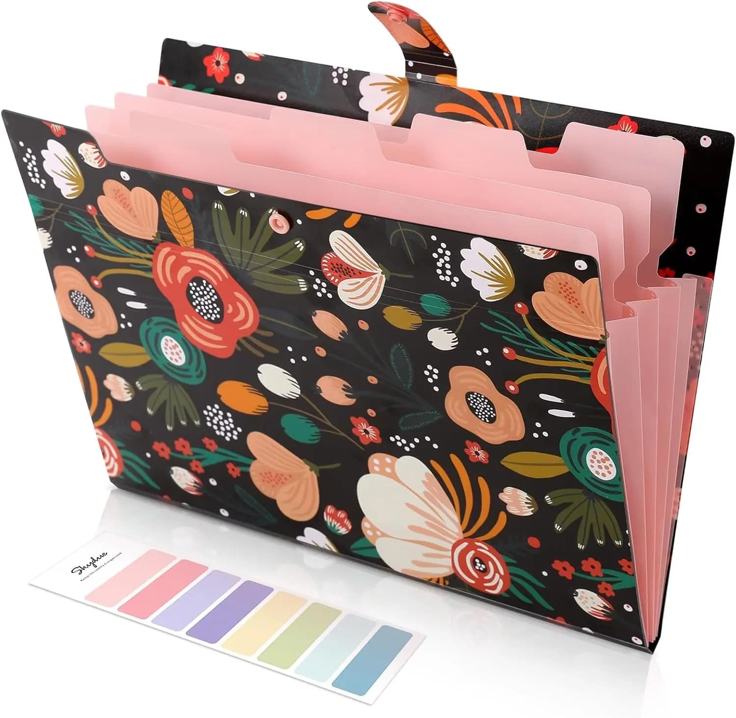 Cartella Portadocumenti Espandibile Floreale con 5 Tasche, Organizzatore Portatile per Documenti per Scuola e Ufficio