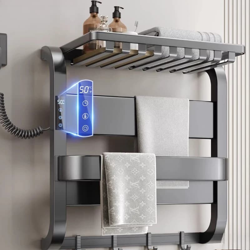 Scaldasalviette Elettrico Gun Ash, Mensola Riscaldante Intelligente Senza Foratura per Bagno