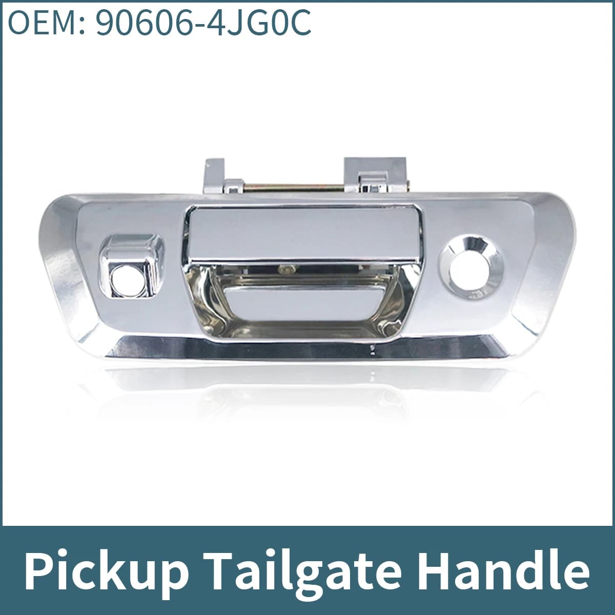 Maniglia del portellone posteriore pick-up argentata con foro chiave e foro per fotocamera per Nissan Navara D23 NP300 2015 2016 2017 2018 90606-4JG0C