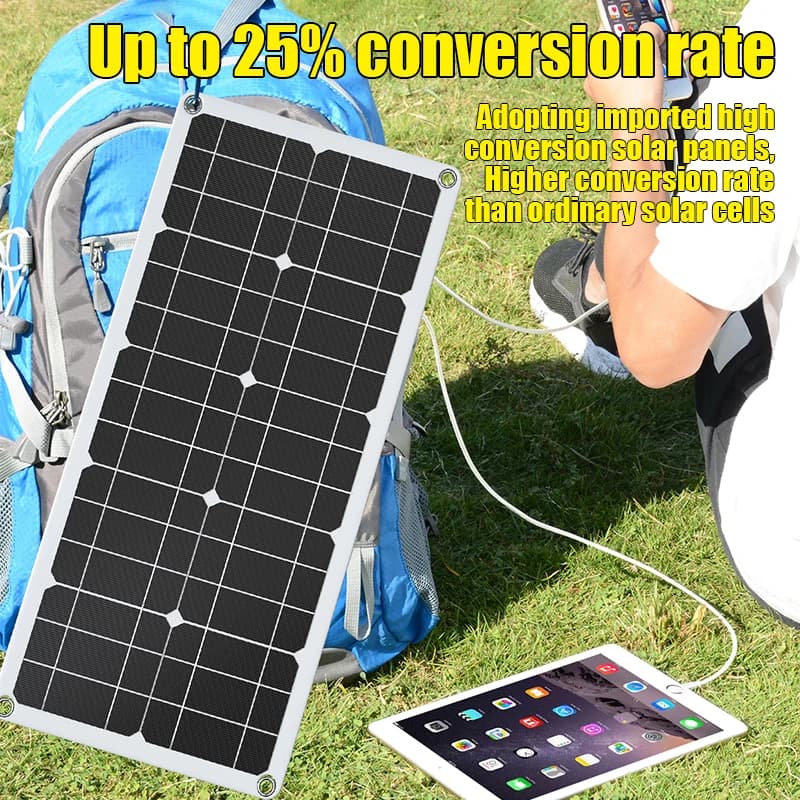 Kit Pannello Solare Flessibile Monocristallino 1200W 18V, Caricatore Solare Impermeabile 12V per Auto, Barca, Casa, Campeggio, Camper, USB