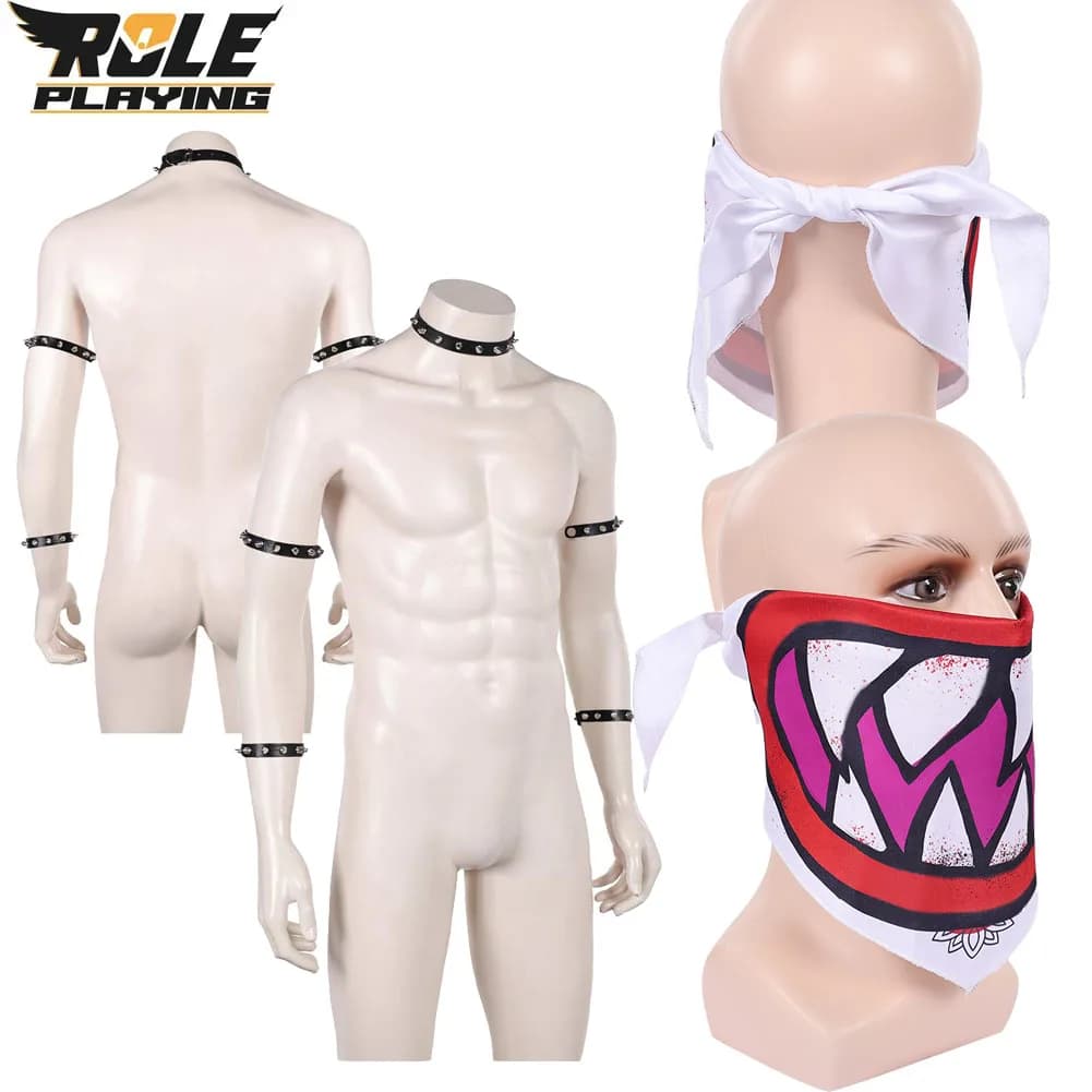 Scarf, Mask, Bowser Jr Cosplay Bracelet, Bros Costume Accessories for Adult Men, Outfit Fantasy for Halloween and Carnival
