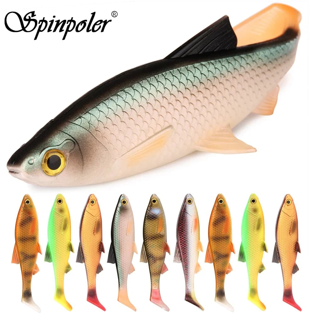 Spinpole 3D Soft Fishing Lure Plastic Swimbait Shad Paddle T Tail Artificial Bait For Pike Trout Bass Perch Freshwater,Saltwater