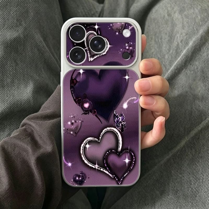 90s Glitter Star Phone Cover Case for iPhone 17 16 15 14 13 12 11 Pro Max Xs TPU+Artificial Leather Texture