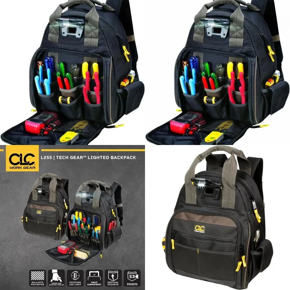 Zaino illuminato con 53 tasche in nero di CLC L255 Tech Gear