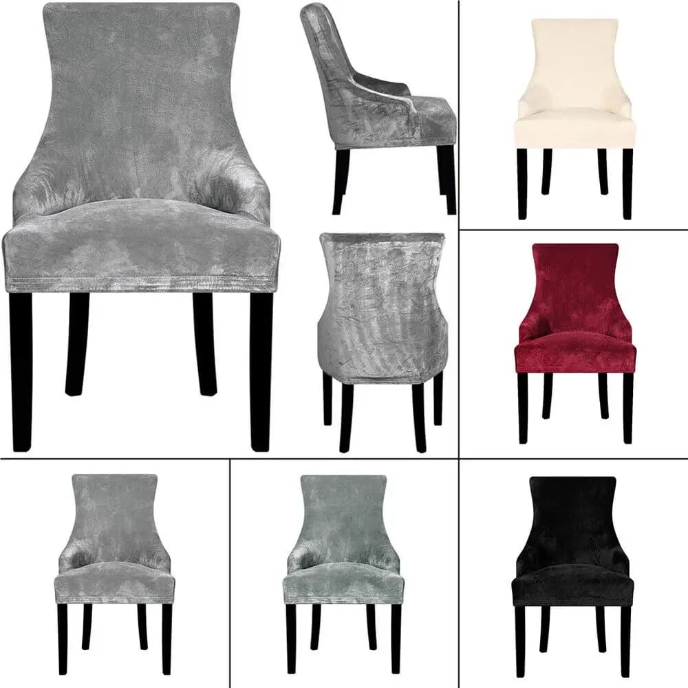 Velvet Sloping Arm Chair Cover Big Size XL Size Wing Back King Back Chair Covers Elastic Seat Covers For Hotel Party Banquet