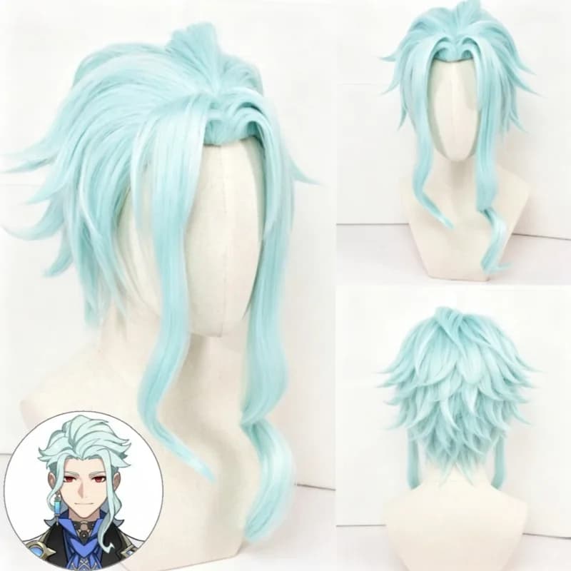 Men's Dottore Fatui Cosplay Wig Genshin Impact Doctor Character Hair for Halloween Party Role Play Gift