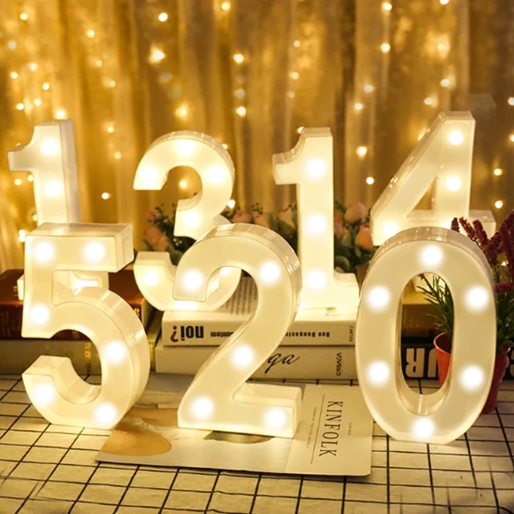 Numero lettera lampada alfabeto luminoso luci a LED decorazione luce notturna per la casa matrimonio compleanno decorazione festa di natale