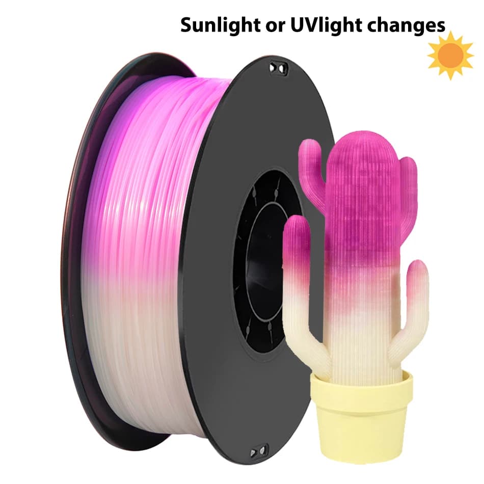 Filamento stampante 3D PLA da 1Kg 250g 500g Cambio colore UV o luce solare da bianco a viola pla Cambio stampante 3D da bianco a rosso 1,75mm