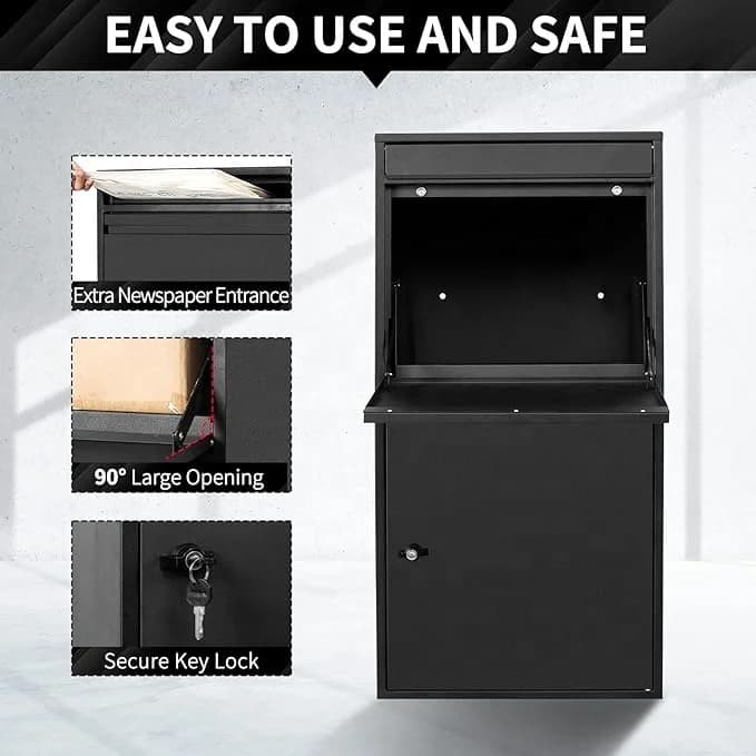 Steel Large Smart Parcel Delivery Post Box with Key Lock Outdoor Home Garden Wall Mounted Durable Mail Box