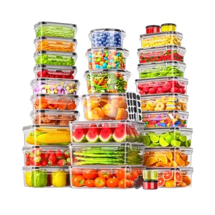 Set di 60 Contenitori per Alimenti con Coperchi Ermetici, 30 Coperchi e 30 Contenitori, Set di Contenitori a Prova di Perdite per Preparazione Pasti in Cucina, Senza BPA