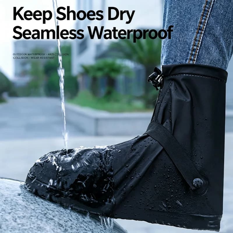 PU Leather Non-Slip Waterproof Rain Boot Shoes Covers Reusable Shoe Pants Protectors Cycling Hiking Rain Snow Sand Boot Covers